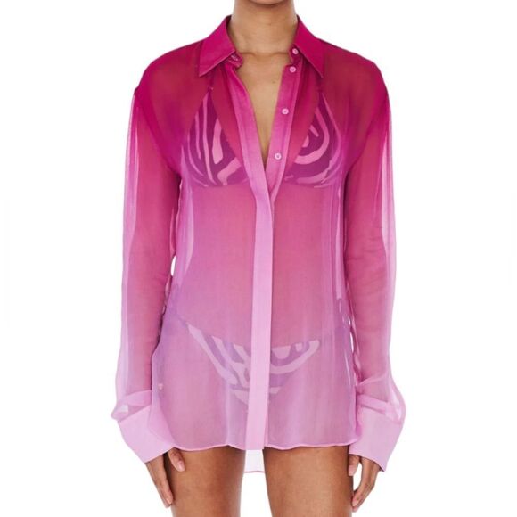 Rat & Boa Tops - NEW Rat & Boa ombre pink sheer Diaz oversized chiffon‎ blouse XXL